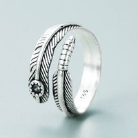 Fashion Jewelry Black Retro Personality Ring Open Feather Ring Punk Foreign Trade Wholesale Jewelry main image 4