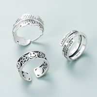 Retro Alloy Silver-plated Letters Stars Smiley Face Ring Opening Hip-hop Style Opening Ring main image 4