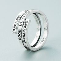 Retro Alloy Silver-plated Letters Stars Smiley Face Ring Opening Hip-hop Style Opening Ring main image 5