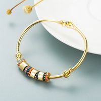 Creative Diamond Circle Bracelet Copper Plated Real Gold Micro-inlaid Color Zircon Jewelry main image 4