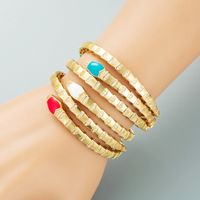 Exaggerated Retro Color Dripping Oil Snake-shaped Copper-plated Real Gold Micro-inlaid Zircon Open Bracelet main image 1
