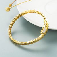 Exaggerated Retro Color Dripping Oil Snake-shaped Copper-plated Real Gold Micro-inlaid Zircon Open Bracelet main image 4