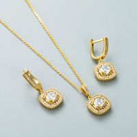 Fashion Shiny Zircon Pendant Necklace Earrings Set Simple Clavicle Chain Accessories main image 3