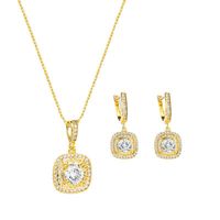 Fashion Shiny Zircon Pendant Necklace Earrings Set Simple Clavicle Chain Accessories main image 6