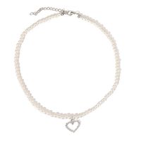 Retro Pearl Clavicle Chain Necklace Short Hollow Heart Necklace main image 4