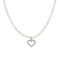 Retro Pearl Clavicle Chain Necklace Short Hollow Heart Necklace main image 6