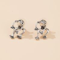 Halloween Ear Accessories Personality Alternative Retro Antique Silver Funny Frog Earrings Cross-border Earrings main image 5