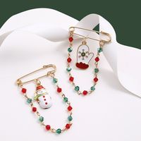 Christmas Alloy Pin Color Dripping Oil Santa Snowman Brooch Tassel Fashion Accessory Brooch main image 5