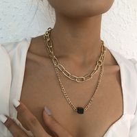 Double Clavicle Chain Female Exaggerated Punk Hip-hop Chain Necklace Alloy Resin Personality Necklace main image 6