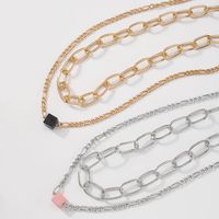 Double Clavicle Chain Female Exaggerated Punk Hip-hop Chain Necklace Alloy Resin Personality Necklace main image 5