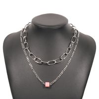 Double Clavicle Chain Female Exaggerated Punk Hip-hop Chain Necklace Alloy Resin Personality Necklace main image 3