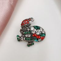 Alloy Material Electroplated Real Gold Three-color Diamond Santa Claus Style Brooch main image 2