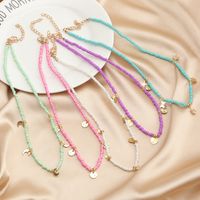 Retro Small Fresh Color Rice Bead Necklace Simple Five-pointed Star Moon Necklace main image 4