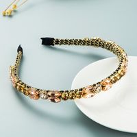 Nouveau Bandeau Géométrique En Verre Diamant Entièrement Percé Personnalité Bandeau De Cheveux À Côté Mince Accessoires De Bandeau sku image 4