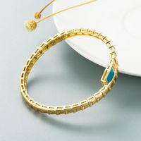 Exaggerated Retro Color Dripping Oil Snake-shaped Copper-plated Real Gold Micro-inlaid Zircon Open Bracelet sku image 6