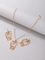 New Jewelry Christmas Golden Giraffe Necklace Earrings Set main image 5