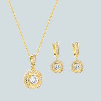 Fashion Shiny Zircon Pendant Necklace Earrings Set Simple Clavicle Chain Accessories sku image 1