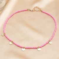 Retro Small Fresh Color Rice Bead Necklace Simple Five-pointed Star Moon Necklace sku image 1