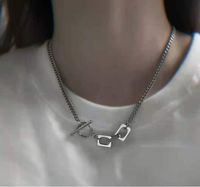 Titanium Steel Ot Buckle Necklace Titanium Steel Splicing Elements Short Clavicle Chain sku image 1