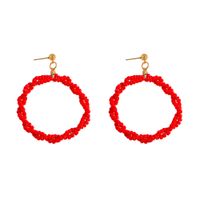 New Bohemian Holiday Style Colored Beads Earrings Double Twisted Big Circle Earrings Ethnic Style Accessories sku image 1