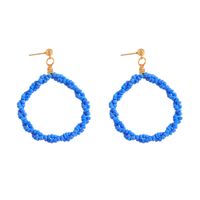 New Bohemian Holiday Style Colored Beads Earrings Double Twisted Big Circle Earrings Ethnic Style Accessories sku image 2