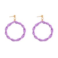 New Bohemian Holiday Style Colored Beads Earrings Double Twisted Big Circle Earrings Ethnic Style Accessories sku image 3
