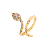 New Fashionable Snake-shaped Ring Niche Design Copper Inlaid Zirconium Live Mouth Ring sku image 1