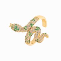 New Fashionable Snake-shaped Ring Niche Design Copper Inlaid Zirconium Live Mouth Ring sku image 4
