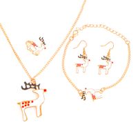 Christmas Decoration Necklace Creative Cartoon Elk Bell Santa Claus Bracelet Earring Set sku image 1