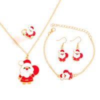 Christmas Decoration Necklace Creative Cartoon Elk Bell Santa Claus Bracelet Earring Set sku image 2