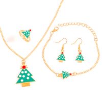 Christmas Decoration Necklace Creative Cartoon Elk Bell Santa Claus Bracelet Earring Set sku image 3