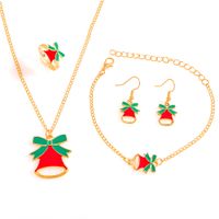 Christmas Decoration Necklace Creative Cartoon Elk Bell Santa Claus Bracelet Earring Set sku image 5