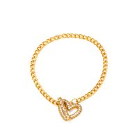 Net Celebrity Minimalist Love Bracelet Retro Copper Inlaid Zircon Heart-shaped Ot Buckle Bracelet sku image 1