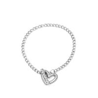 Net Celebrity Minimalist Love Bracelet Retro Copper Inlaid Zircon Heart-shaped Ot Buckle Bracelet sku image 2