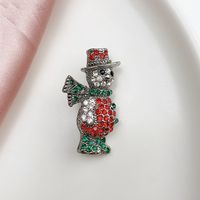 Couleur De Placage De Matériau En Alliage Incrusté De Diamants Tchèques Colorés Petite Broche En Forme De Bonhomme De Neige sku image 2