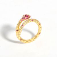 New Fashionable Snake-shaped Ring Niche Design Copper Inlaid Zirconium Live Mouth Ring main image 3