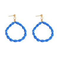 New Bohemian Holiday Style Colored Beads Earrings Double Twisted Big Circle Earrings Ethnic Style Accessories main image 3