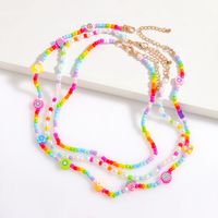 Colored Clay Fruit Necklace Colored Bead Neck Chain Multi-layered main image 3