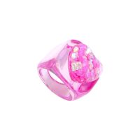 Korean Version Of Resin Ring Romantic Candy Color Three-dimensional Starry Love Ring main image 5