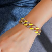 Nouveau Strass Dégoulinant D&#39;huile Bicolore Bracelet Cubain Marque De Mode Chaîne Épaisse Chaîne De Cheville main image 1