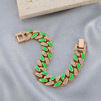 New Two-color Oil Dripping Rhinestones Cuban Bracelet Fashion Brand Thick Chain Anklet main image 5