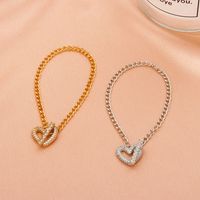 Net Celebrity Minimalist Love Bracelet Retro Copper Inlaid Zircon Heart-shaped Ot Buckle Bracelet main image 4