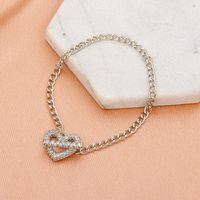 Net Celebrity Minimalist Love Bracelet Retro Copper Inlaid Zircon Heart-shaped Ot Buckle Bracelet main image 5