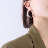 Fashion Hollow Circle Titanium Steel Earrings sku image 1