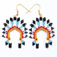 Women Earrings Creative Fashion Miyuki Rice Beads Woven Peacock Feather Ear Jewelry sku image 28