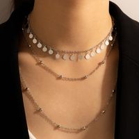 2021 Neue Schmuck Silberscheibe Schwermetall Mehrschichtige Halskette Wassertropfen Dreischichtige Halskette main image 1