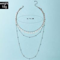 2021 Neue Schmuck Silberscheibe Schwermetall Mehrschichtige Halskette Wassertropfen Dreischichtige Halskette main image 3