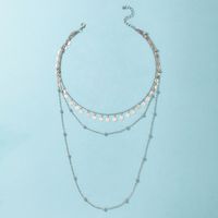 2021 Neue Schmuck Silberscheibe Schwermetall Mehrschichtige Halskette Wassertropfen Dreischichtige Halskette main image 5