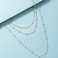2021 Neue Schmuck Silberscheibe Schwermetall Mehrschichtige Halskette Wassertropfen Dreischichtige Halskette main image 6
