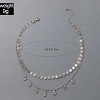 2021 Koreanische Version Der Neuen Mehrschichtigen Halskette Mit Strasssteinen Aus Silberscheibe, Zweischichtige Halskette main image 3